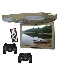 DISCONTINUED - Tview T138DVFDTAN 12.1 Inch Overhead DVD player with USB/SD card reader and Wireless game controllers - Tan