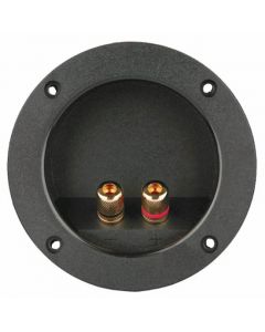 The Install Bay TCRBG Circular Recessed Terminal Cup with Gold 5-Way Binding Posts - 3 inch