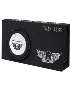 POWER ACOUSTIK THIN-12BX Thin 12" Preloaded Subwoofer Box with Embroidered Graphics for Vehicles