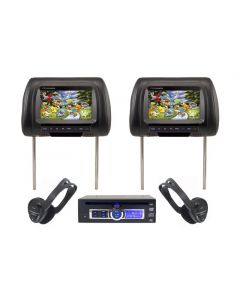 DISCONTINUED - Accelevision THR700B-KIT 7" Dual headrest monitor and dvd player system - Black