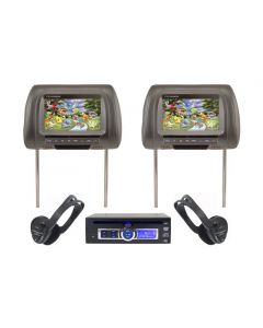 DISCONTINUED - Accelevision THR700T-KIT 7" Dual headrest monitor and dvd player system - Tan