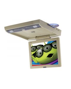 Tview T1501DVFD 15 inch Overhead Roof Mount Flip Down Swivel LCD Monitor with Built In Slot DVD Player, IR Infrared Transmitter, USB and SD Ports