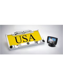 Boyo VTC433H Chrome license plate back up camera with 3 ultra sonic sensors