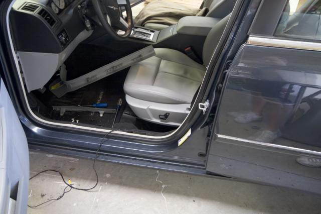 Here is the panel removed Removing the panels from the vehicle so that we can run the wires
